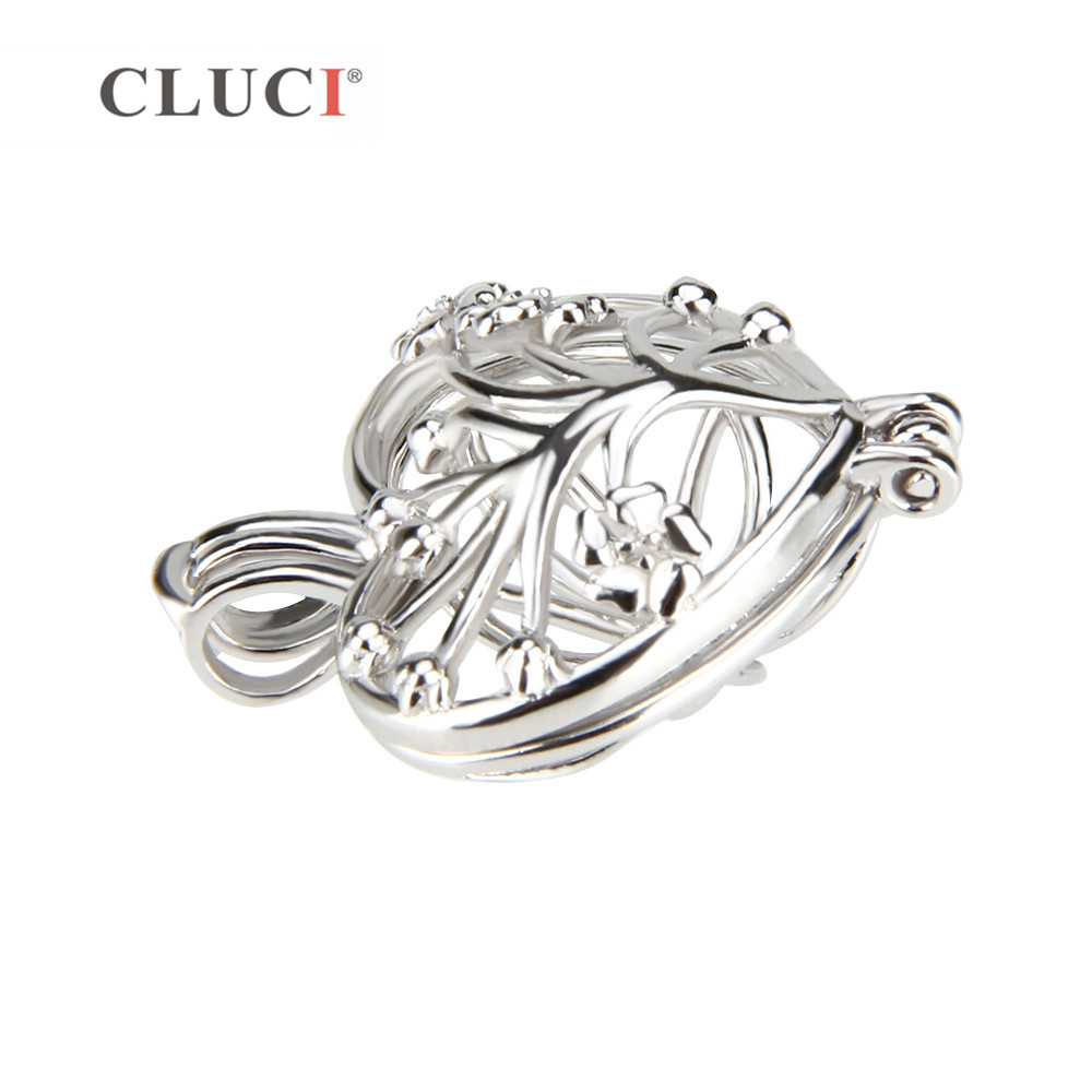 CLUCI 925 фунта сребрен ѓердан накит нежен Срцето дизајн со Цвет шема кафез pendant