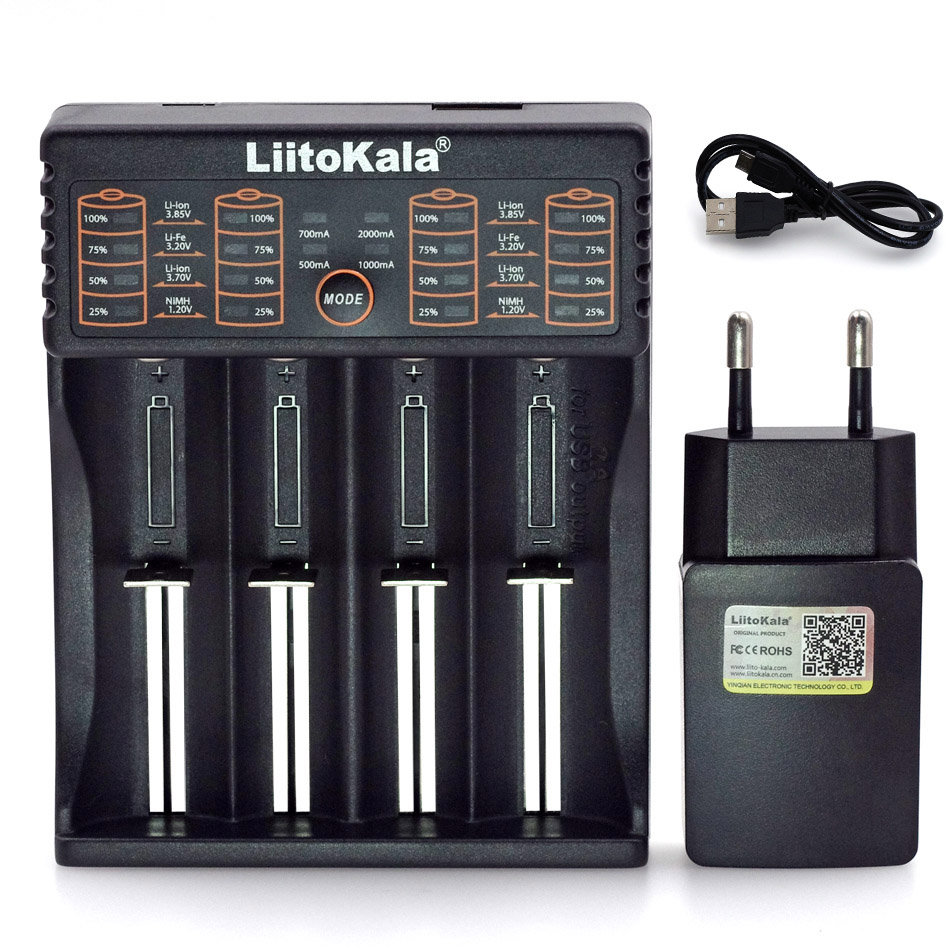 Liitokala Lii402 Lii202 Lii100 LiiS1 18650 Полначот 1.2 V 3.7 V 3.2 V АА/AAA 26650 NiMH li-ion батерија Паметен Полнач 5V 2A ЕУ Приклучок
