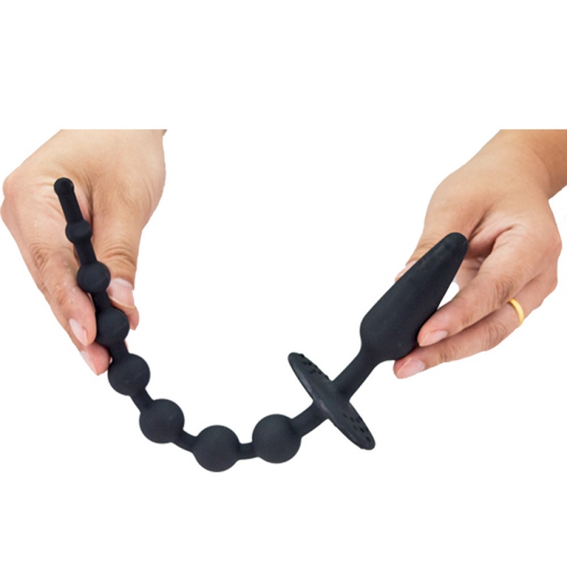 Нови силикони двојна глава massager 8 топки анален задник опашка plug монистра massager фокс анусот еротски секс играчки