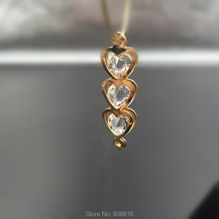 120Pcs 35*10мм Срце КС Златна Боја Алуминиумски + Стаклениот Кристал Кристал Внатрешна Накит Приврзоци Накит Шарм