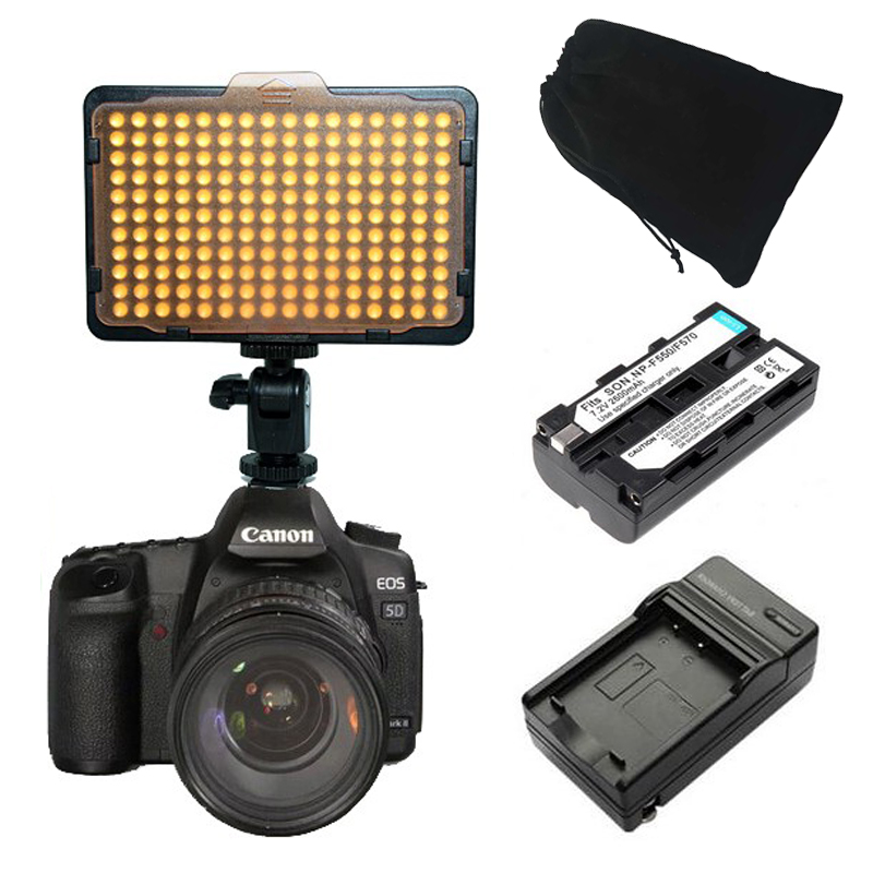 176 Led Светло во Видео Камерата осветлување Со NP-F550 Батерија и Полнач за Canon Nikon, Sony подобро од cn-160 АЛ-160