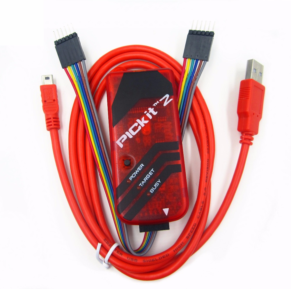 Бесплатен Превозот 10pcs PICKIT2 СЛИК Kit2 Симулатор PICKit 2 Програмер Emluator Црвена Боја w/USB кабел Dupond Жица