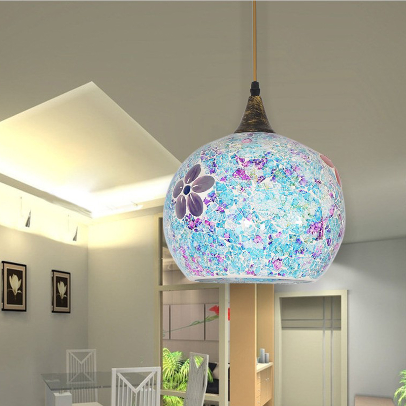 25cm Бохемски стил стакло абажур Медитеранот multicolor pendant светилка коридор за спалната соба single-раководител