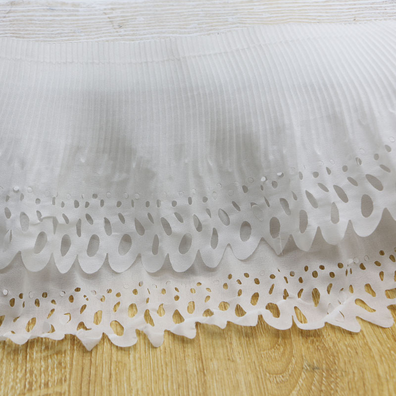 2yard / многу 16cm еластична чипка ткаенина облека чипка намали бела plait двојно пати здолниште работ венчаница DIY