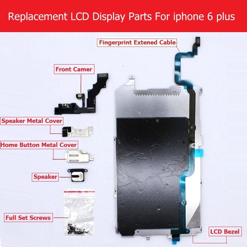 Целосен Сет делови За Apple iPhone 6 6 плус LCD дисплеј Метални Рамки /Предната камера /звучници /home копчето flex кабел/