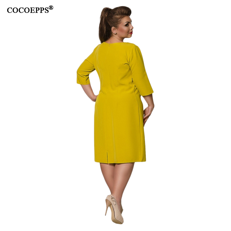 COCOEPPS 2018 Есен Зима Нови жените Фустани Солидна Плус Големина Елегантен Лак Дами Фустан Модни Голема Големина Три