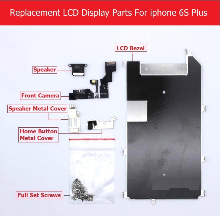 Целосен Сет делови За Apple iPhone 6s 6s плус LCD дисплеј Метални Рамки /Предната камера /звучници/home копчето flex