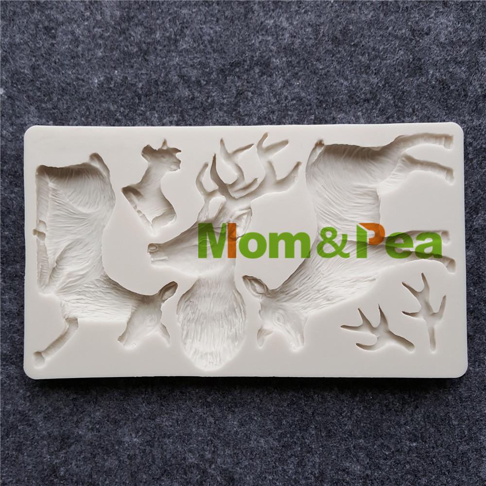 Мајка&Грашок MPB0039 Елени во Облик на Силиконски Калап Торта Декорација Фондан Торта 3D Мувла Храна Одделение