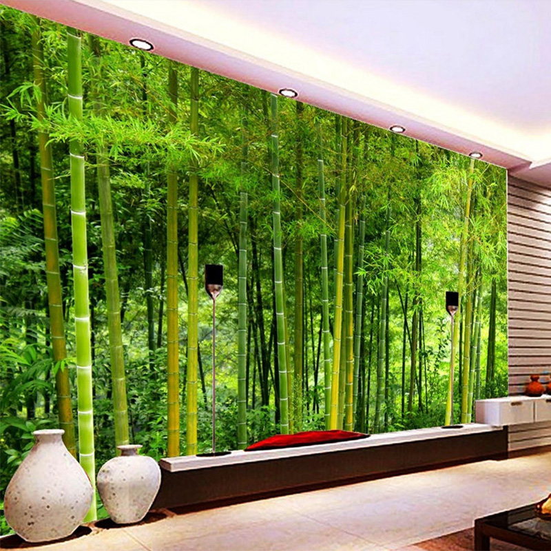 Најновите Висок Квалитет Бамбус Ѕид Хартија Дневна Соба ТВ Троседот Позадина Ѕид Mural 3D Природа, Пејзаж Дома Декор