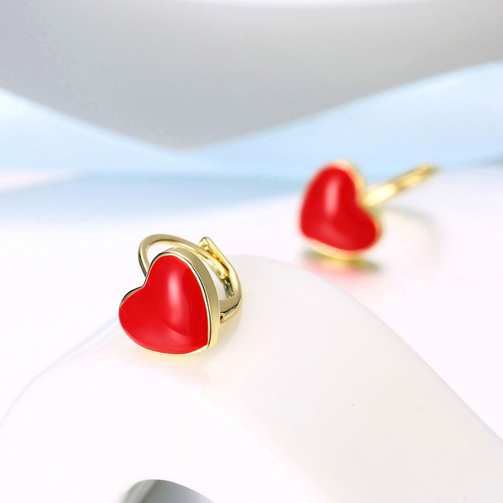 Visisap 2018 Црвено значката Форма Обрачот Обетки За Жени на Вљубените Подароци Симпатична парична Казна Earring Златна
