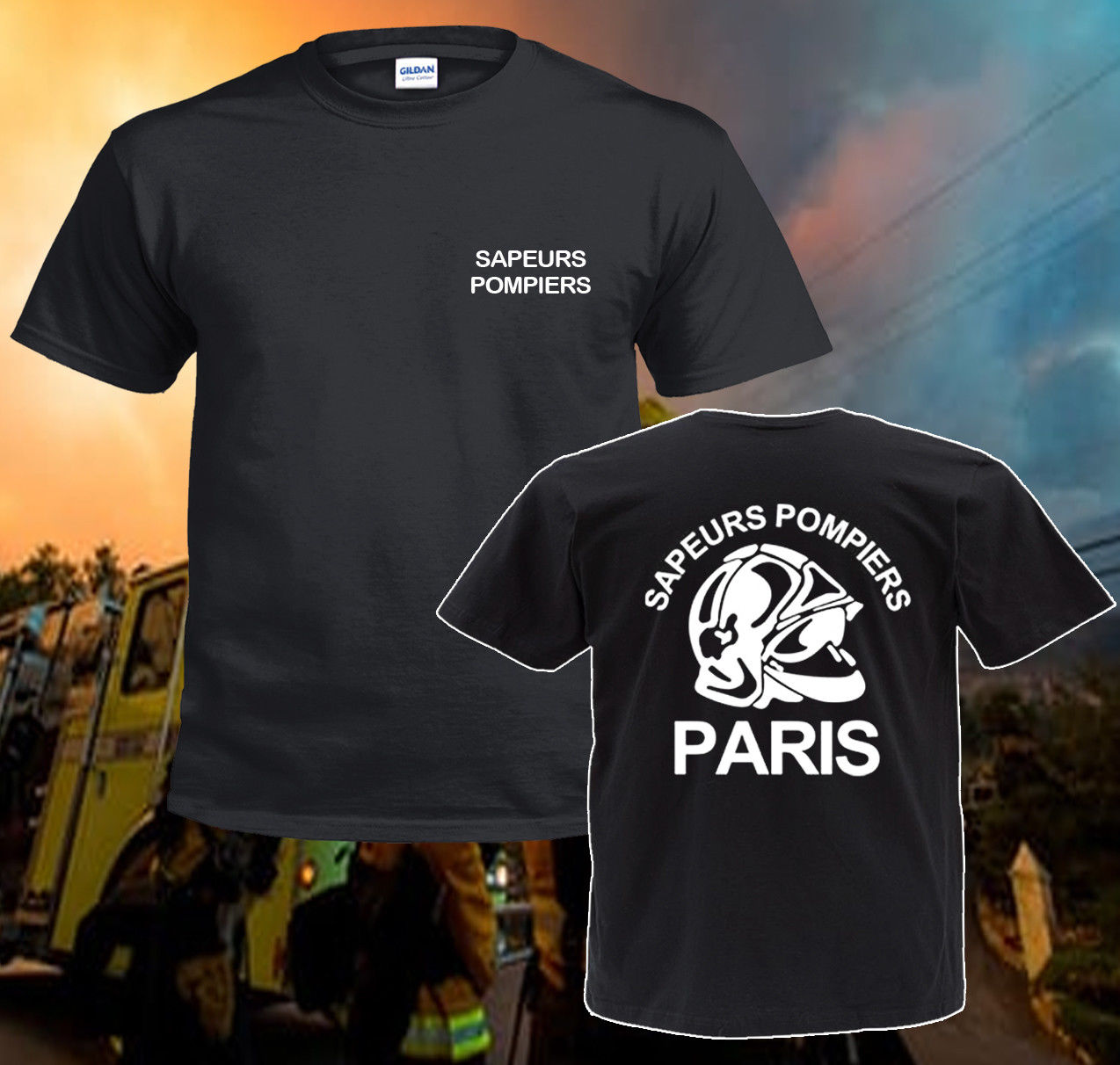 2018 Лето Tee кошула Инспириран Новиот Sapeurs Pompiers Париз, Франција Пожарникар, пожарна Т Кошула Обичај T-shirt