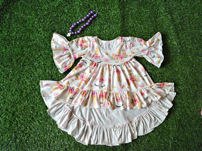 нови лето памук млеко свила бебе девојки деца бутик за облека се облекуваат краток поставува виножито еднорог возбудува