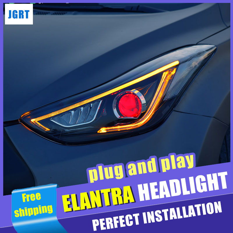 Автомобил стајлинг За Hyundai Elantra MD LED светлата собранието 2013- главата led светилка H7 со криеше комплет