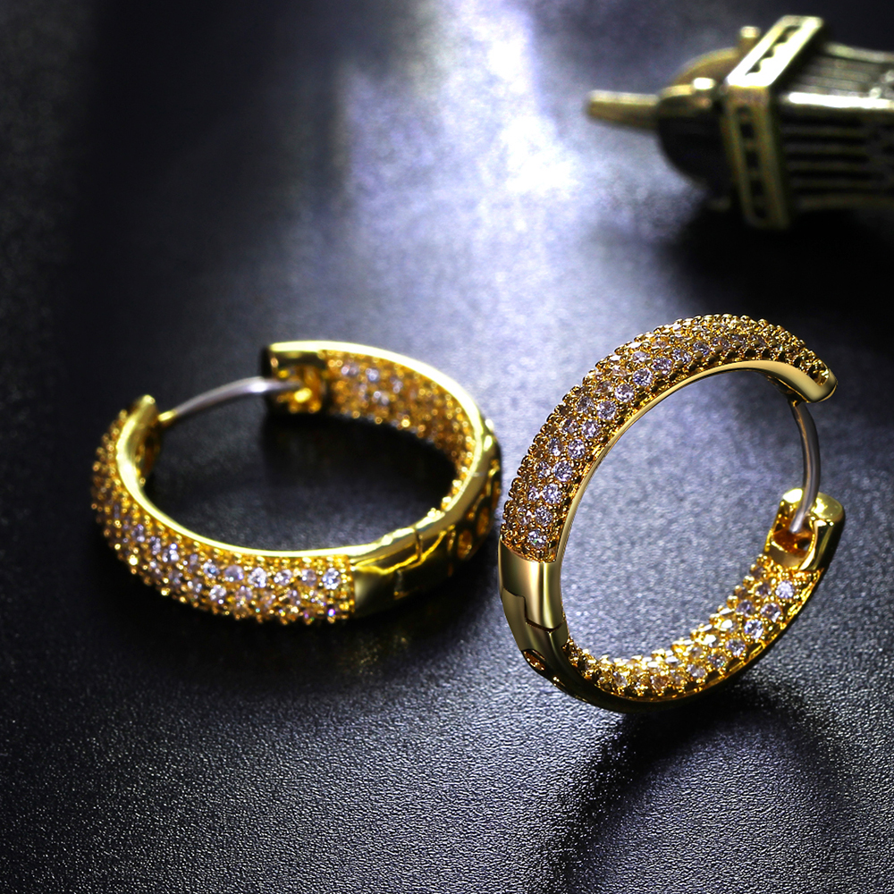 Топла обрачот earring за Жените Злато и Бела Микро, отворајќи мал Кубни Циркони кристал Круг женски Накит додатоци