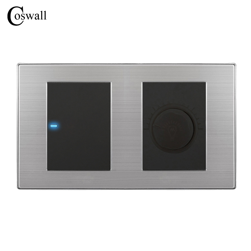 Coswall 1 Банда 1 Луксузен Начин LED Светло Префрлете се Притисни на Копчето Ѕиден Прекинувач Со Dimmer Регулаторот не