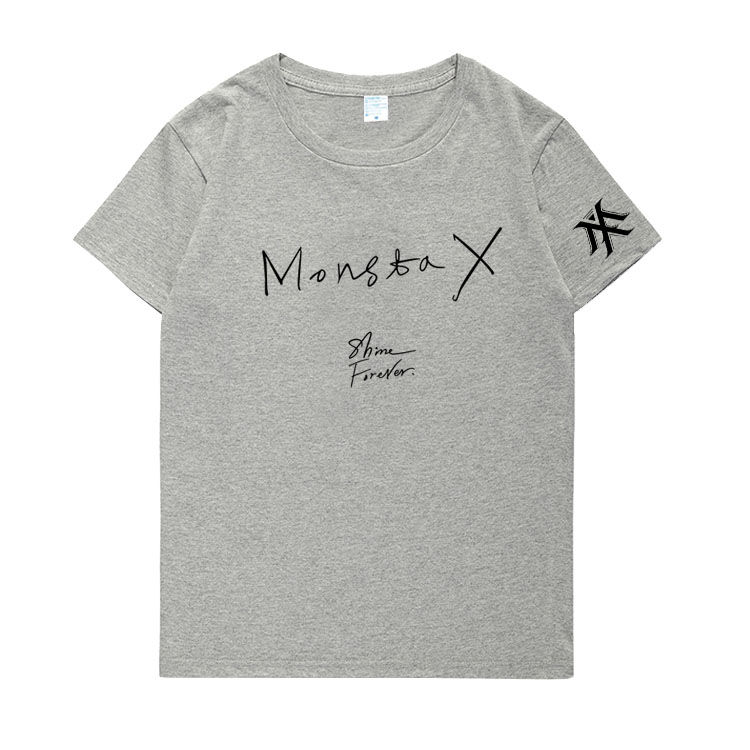 Kpop monsta x сјај засекогаш печатење о вратот shor ракав лабава т риза за лето стил љубителите на модата t-shirt