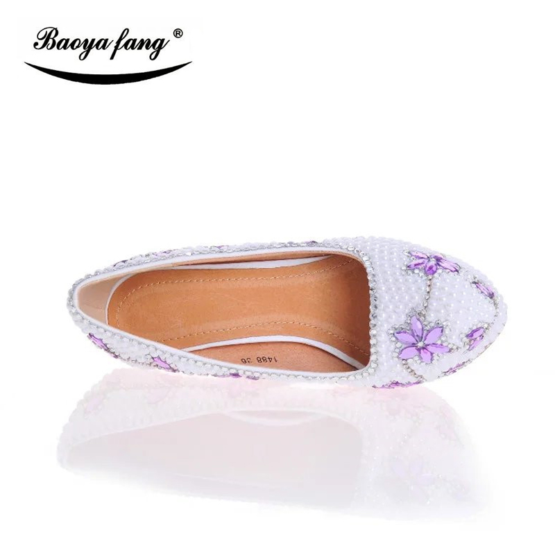 Бел бисер Виолетова кристал Свадба чевли Невестата високи потпетици платформа чевли Pigskin кожа insole женски чевли