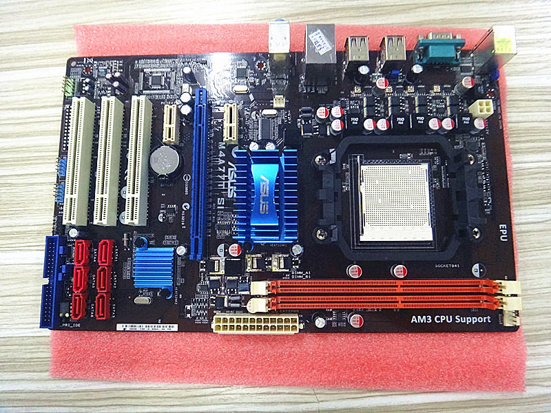 Се користи,За Asus M4A77T SI Оригинални Десктоп Плоча 770 Штекер НА3 DDR3 SATA II USB2.0 ATX