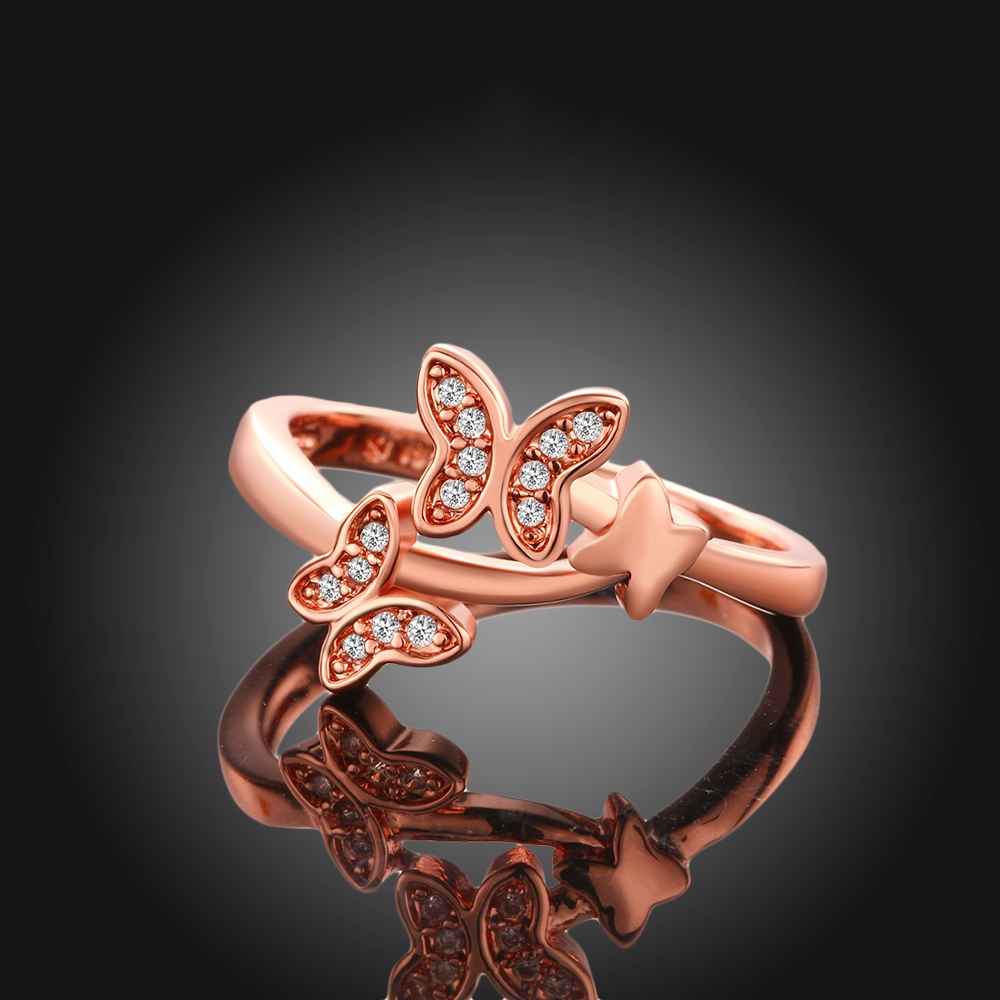 2017 acessorios став mulher се зголеми златна боја прстени за жените Двојно пеперутка anel masculino накит екранот SMTPR701
