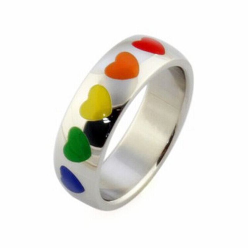 Шест-боја женски модели срце облик на прстен виножито ЛГБТ геј прстени за жените лезбејки мода накит anel anillos bague