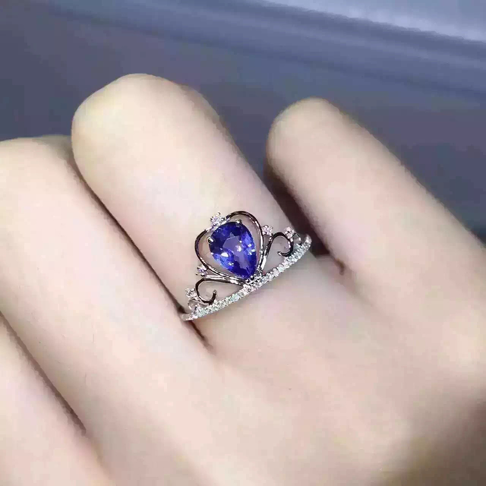 nobiliary дизајн круна свадба прстен за жена 5mm*7mm 0.5 кт природни tanzanite прстен солидна 925 sterling silver tanzanite