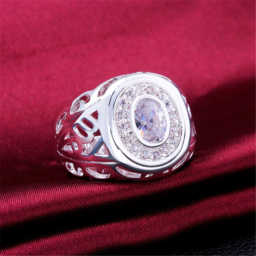 Исклучителна машки Прстени Сјајна Кристал личност сребро Позлатен прстени нов оглас мода накит Бесплатен превозот R574