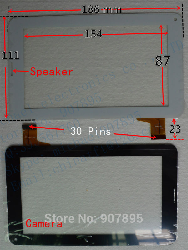 MGLCTP-111 H-CTP070-015 H-CTP070-015(86V) 30pin 7 инчен екран на допир панел Digitizer таблет компјутер & напомене големина