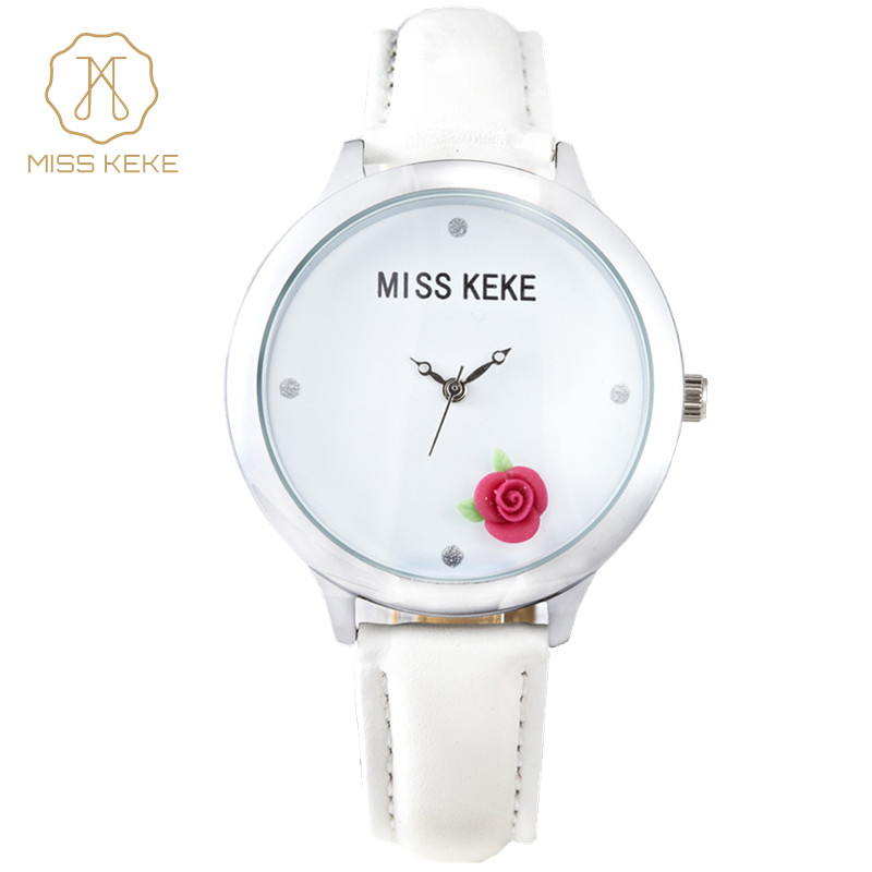 Мис Keke 3d Едноставна Флорални Дизајн Глина Мини Свет Жените се Види Зголеми Montre Femme Relogio Feminino Дами рачни