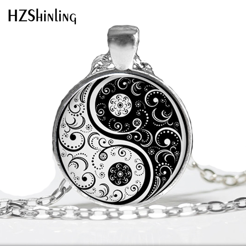 HZ--A77 Црно и Бело Јин Јанг pendant, Јин Јанг ѓердан шарм, јога накит, јога pendant зен HZ1