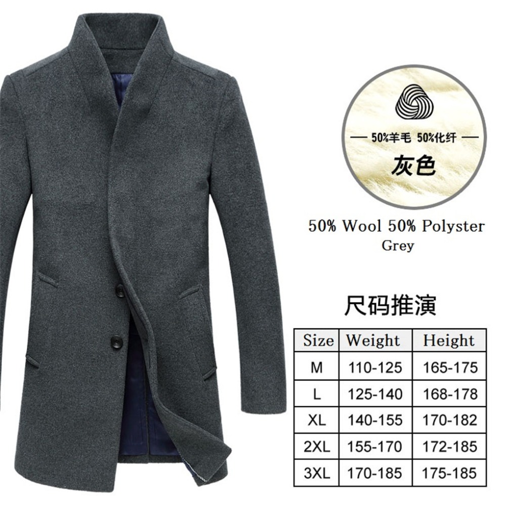 Шангај Приказна долго палто mens ровот грб волна палто мода тока волнени бизнис зимско палто машки