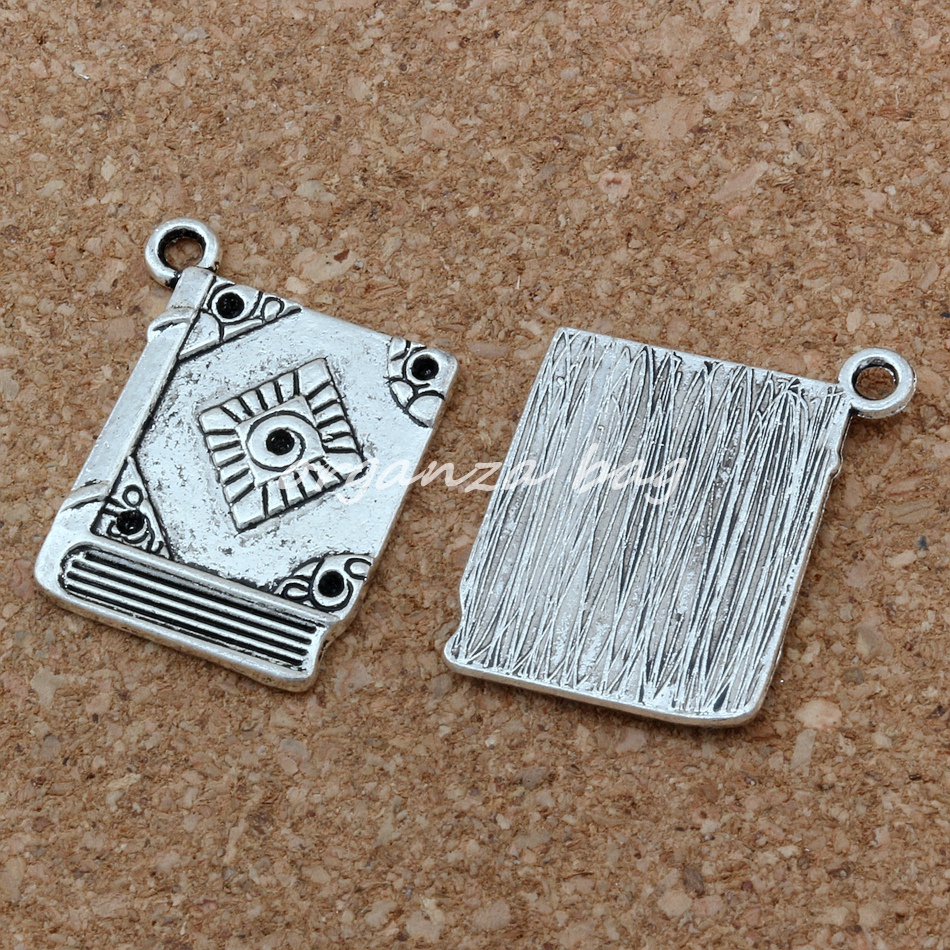 Жешка ! 5pcs Antiqued Сребро Алуминиум единствено еднострана дизајн на книга Шарм Приврзоци 22x23mm DIY Накит A-159
