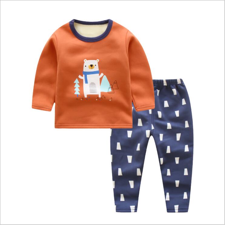 деца, момчиња и девојки плус сомот дебела облека поставите бебето зима топли пижами jammies одговараат 2БР/МНОГУ деца