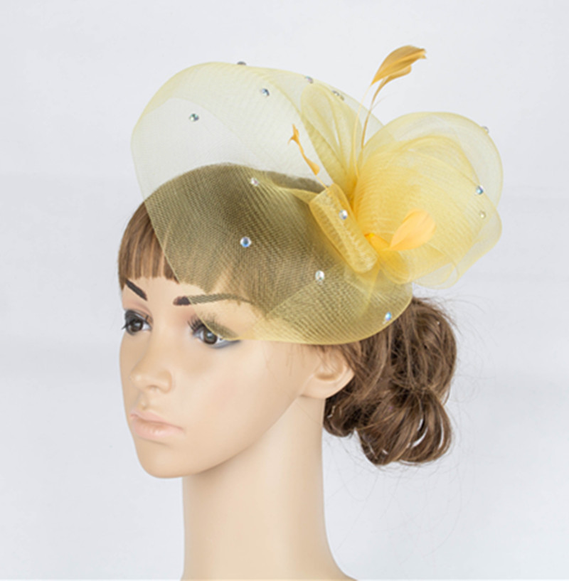 Поставен повеќе боја crinoline fascinator headwear булчински headpiece millinery коса додатоци свадба капи TMYQ048