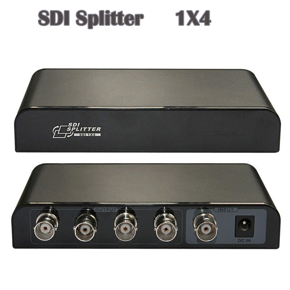 1080P SDI Splitter switch 1X4 SDI Сигнал до 4 SDI излези Дистрибуција Extender Repeater со мало поле и адаптер