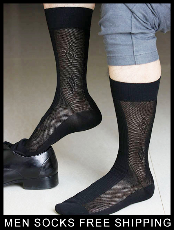 Висок квалитет на мажите Формално Свила чорапи Црна чиста Жакард Чорапи за машките Секси Нога Чорапи Црна Мало Бесплатен превозот
