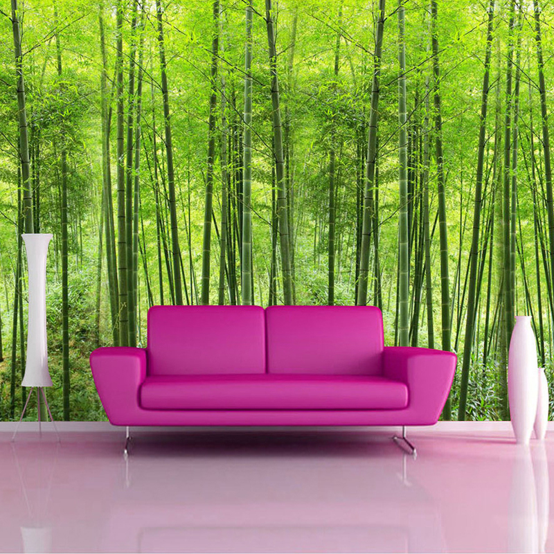 Природата Пејзаж Зелена Бамбус Шума Фото Mural Прилагодена Големина на 3D Позадина За Ѕид на дневната Соба ТВ Софа во