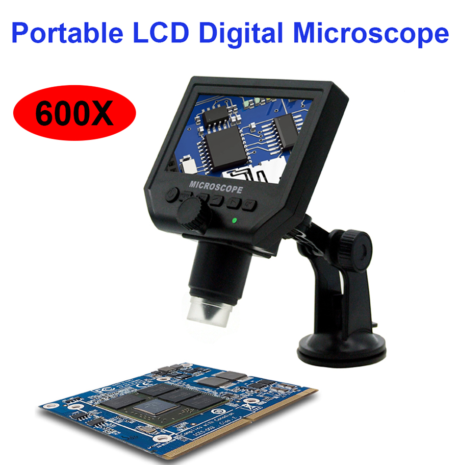 600X USB електронски микроскоп lcd дигитален видео микроскоп камера 4.3 инчен HD OLED Endoscope зголемена Камера +LED