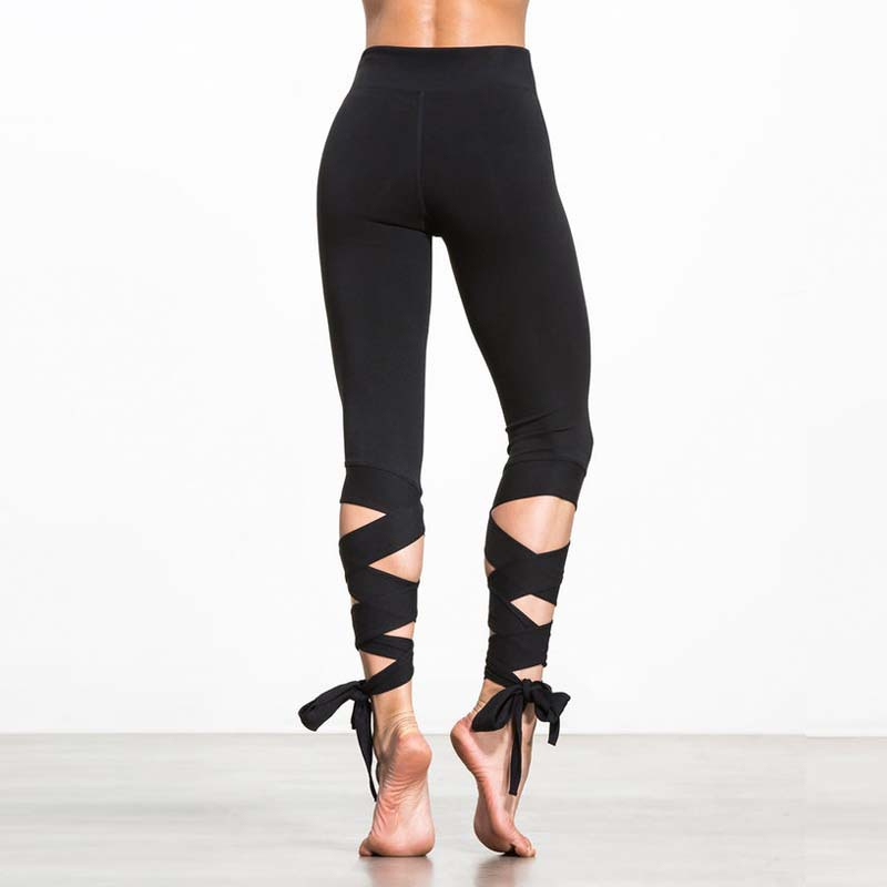 GERTU 2018 Нови Пристигнување Црна Завој Крстот Leggings Жени Висока Половината Мода Спортски Панталони Фитнес Gymming