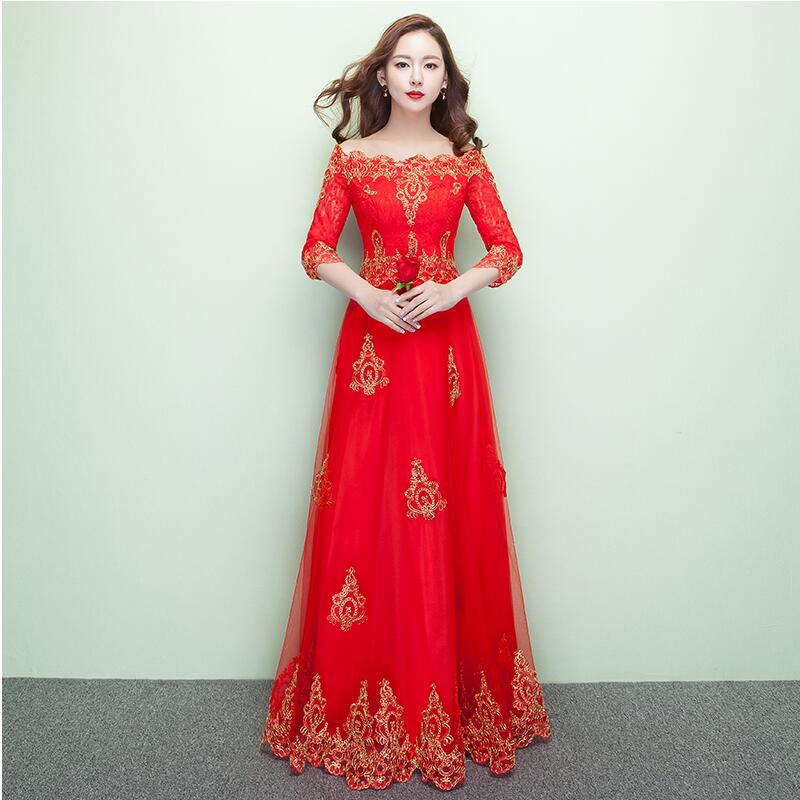 Нова мода Кинески свадба традиционалните невестата формално фустан Кинески стил црвениот брак домот cheongsam