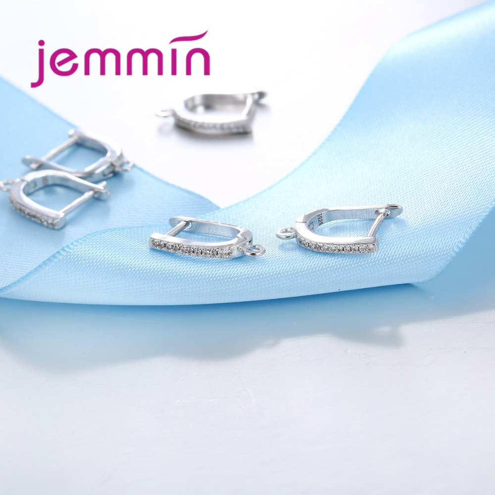 Jemmin Стилски DIY Earings за Жените 925 Sterling Silver Кристално Јасно Ангажман Обрачот Обетки Мода Jewlry