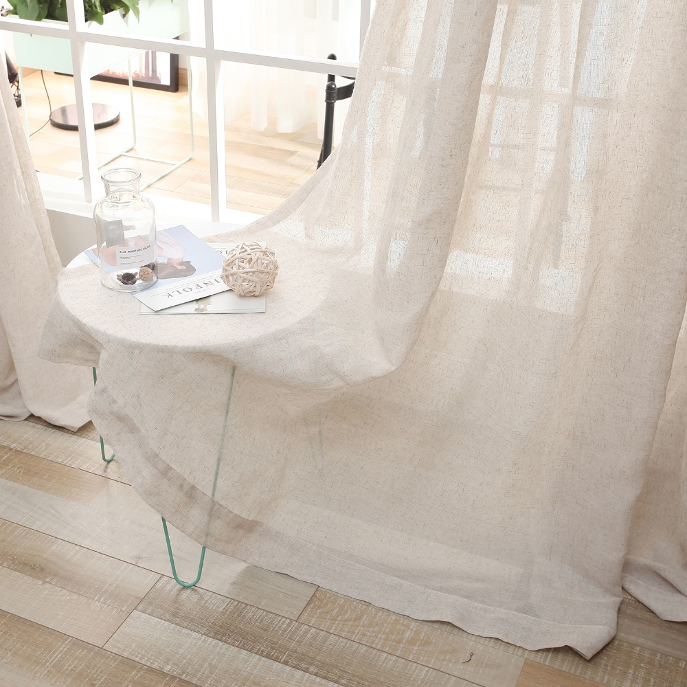 DSinterior природен стил полиестер лен tulle чиста завеса за спална или во дневна соба прозорецот