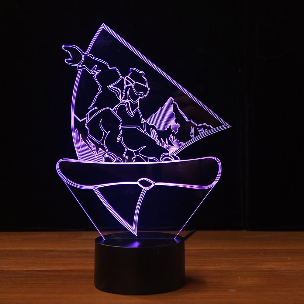Новина Аикидо 3D LED Ноќ Светлина USB Визуелна Табела Светилка Lampara Бебе Спие Светлина Тела Спалната соба Кревет Дома Декор Подароци