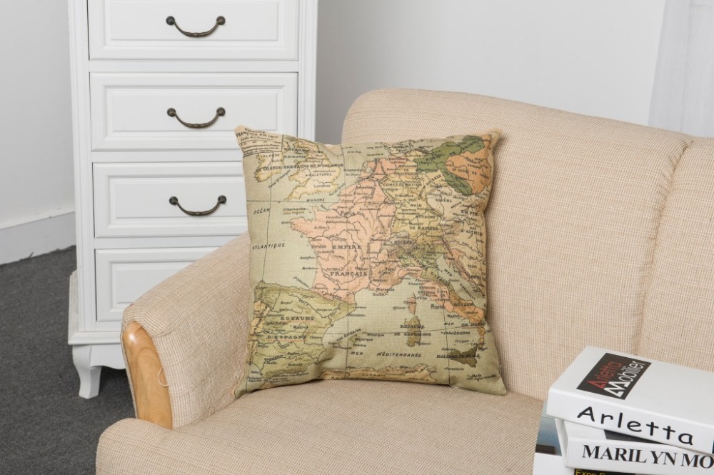 Англиски мапи Памук, Лен Фрли Перница Случај Покрие 45x45cm Модата Дом Декоративни Pillowcase