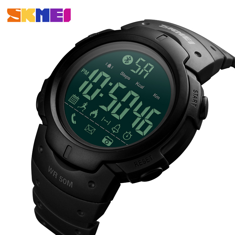 SKMEI Smart Watch Мажите Bluetooth Калории Pedometer Потсетам Дигитални Часовници Далечински Камера Водоотпорен рачни часовници Relogio Masculino