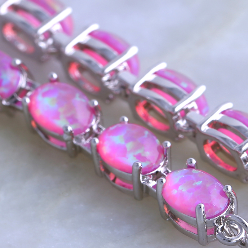 Глам Luxe Мистериозен Сребрен Розова Оган Опал Нараквици накит за жените pulseiras femininas B342