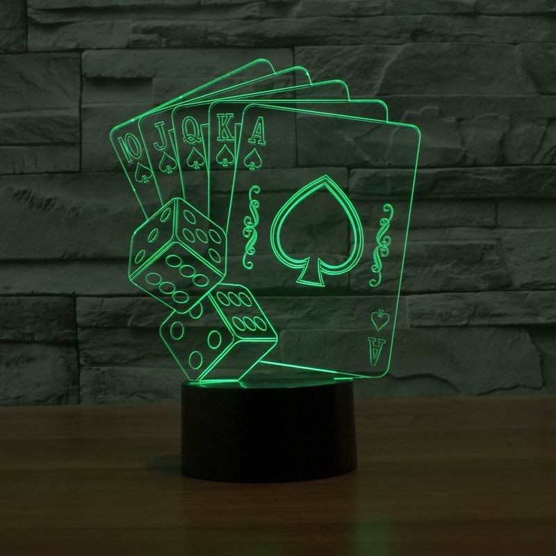 Казино, Покер Генерал Светлина 3D илузија Nightlight Табела Биро во Спална соба Ноќни Ламби Декорација 5V USB Промена