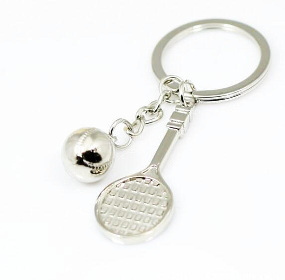 Бесплатен Превозот - 20 парчиња/многу - Висок квалитет Мини тенис тениски рекет топката keychain/ keyring Метал/Промоција
