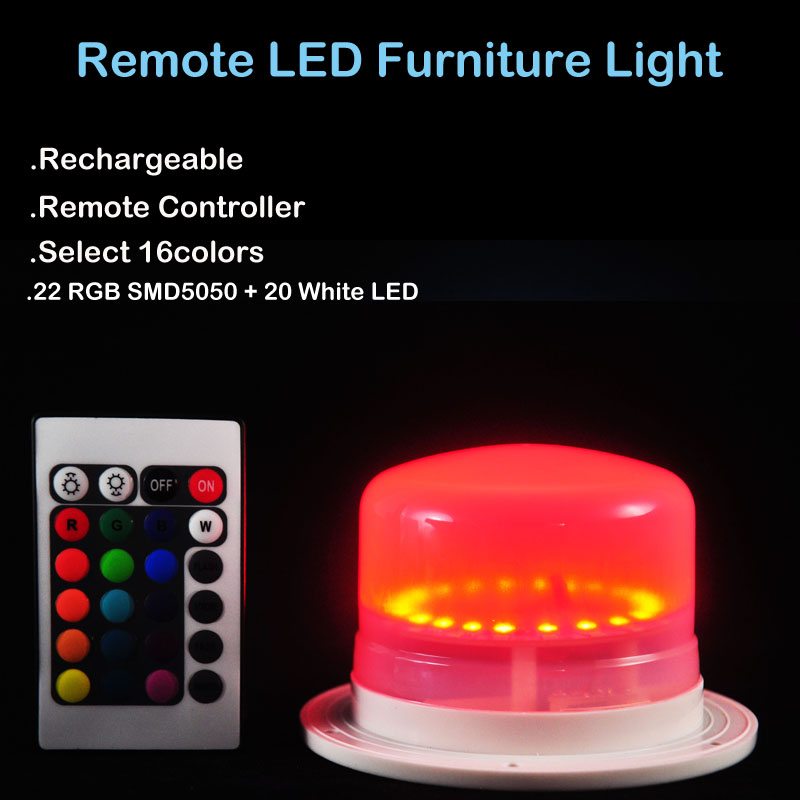1pc*Батерија управувана Круг Funiture multicolor бои RGB led светло со далечински управувач под маса led светло