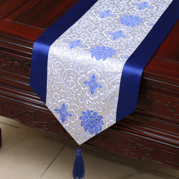 Damask tablecloth табела тркач сино бели Кинески традиционален дом оркестарот кревет маска