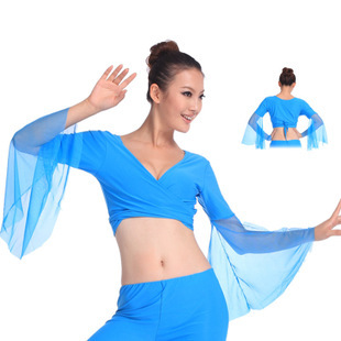година Топла популарниот секси жени chiffon езеро сино стомак танц блузи танцување костим фустан на продажба